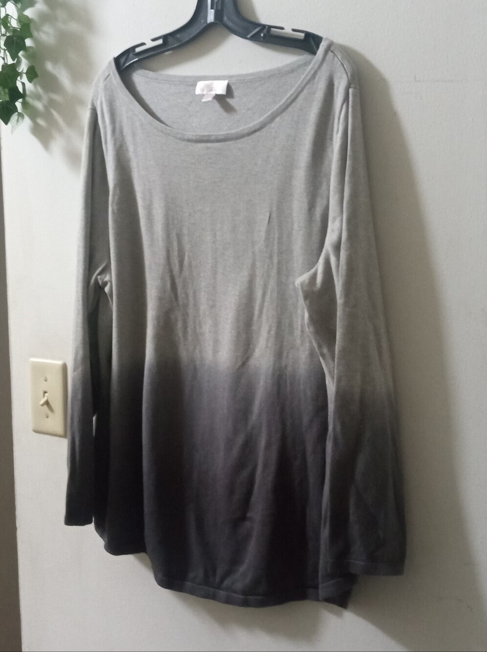 Belle by Kim Gravel Gray to Black Ombre Crewneck Sweater